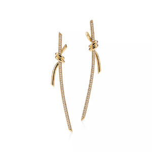 KNOT DROP EARRINGS IN GOLD WITH DIAMONDS