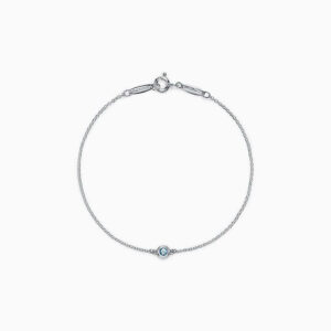 DIAMOND STERLING SILVER AQUAMARINE BUBBLE BRACELET