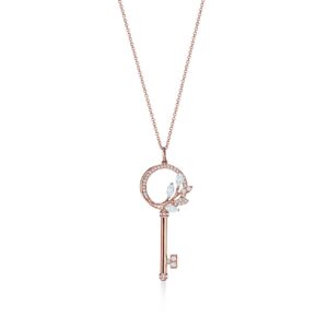 VICTORIA DIAMOND ROSE GOLD VINE CIRCLE KEY NECKLACE