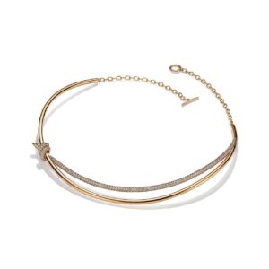 KNOT DOUBLE ROW NECKLACE IN YELLOW GOLD WITH DIAMONDS