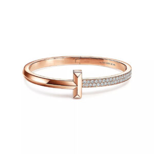 WIDE DIAMONDS HINGED BANGLE ROSE GOLD