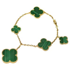 MAGIC CLOVER  5 MOTIFS MALACHITE BRACELET