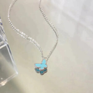 BUTTERFLY PEDANT SILVER TURQUOISE NECKLACE