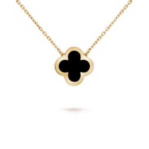 PURE CLOVER GOLD ONYX NECKLACE