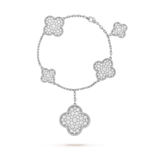 CLOVER 6 MOTIFS DIAMOND BRACELET SILVER