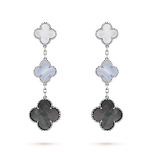 CLOVER 3 MOTIFS MOP  EARRINGS  SILVER