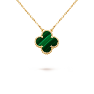 CLOVER 15MM MALACHITE SINGLE FLOWER  NECKLACE