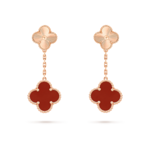 CLOVER 2 MOTIF  LASER CARNELIAN EARRINGS