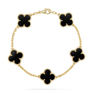 CLOVER  5 MOTIFS BLACK ONYX BRACELET