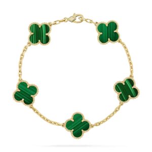 CLOVER 5 MOTIFS MALACHITE BRACELET