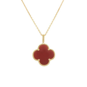 CLOVER LARGE 25MM CARNELIAN NECKLACE