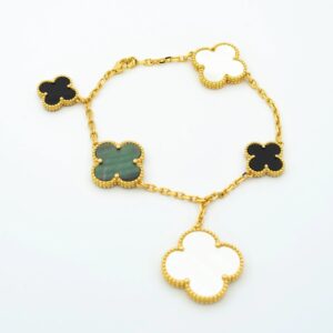 MAGIC CLOVER 5 MOTIFS ONYX MOP BRACELET