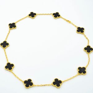 CLOVER VINTAGE ONYX  NECKLACE 10 MOTIFS