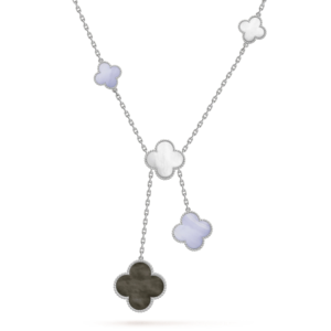 CLOVER MOP CHALCEDONY NECKLACE 6 MOTIF SILVER