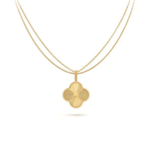 CLOVER  LARGE 25MM LASER NECKLACE GOLD