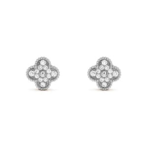 CLOVER 1 MOTIFS DIAMOND STUD EARRINGS SILVER