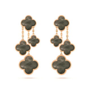 CLOVER 4 MOTIFS DARK MOP  EARRINGS