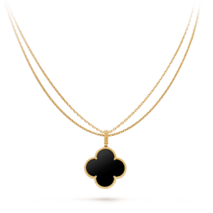 CLOVER LARGE 25MM  ONYX NECKLACE