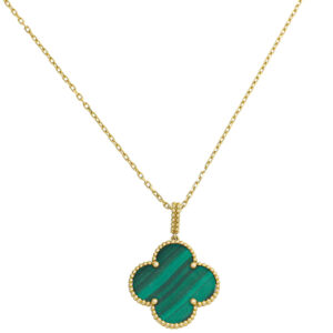 CLOVER LARGE 25MM MALACHITE NECKLACE