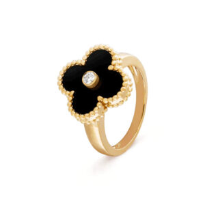 CLOVER ONYX RING GOLD DIAMOND