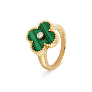 CLOVER MALACHITE RING GOLD DIAMOND