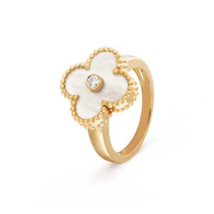 CLOVER PINK MOP RING GOLD DIAMOND