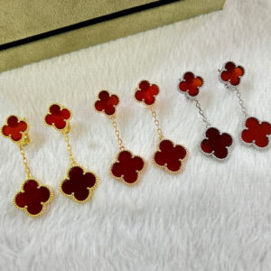 CLOVER 2 MOTIF CARNELIAN EARRINGS