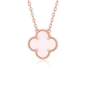 CLOVER 15MM PINK MOTHER-OF-PEARL SINGLE FLOWER NECKLACE