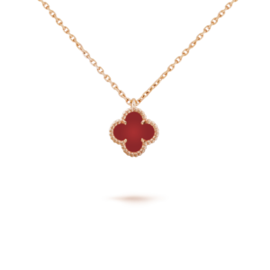 CLOVER MINI 9.5MM WHITE CARNELIANS NECKLACE